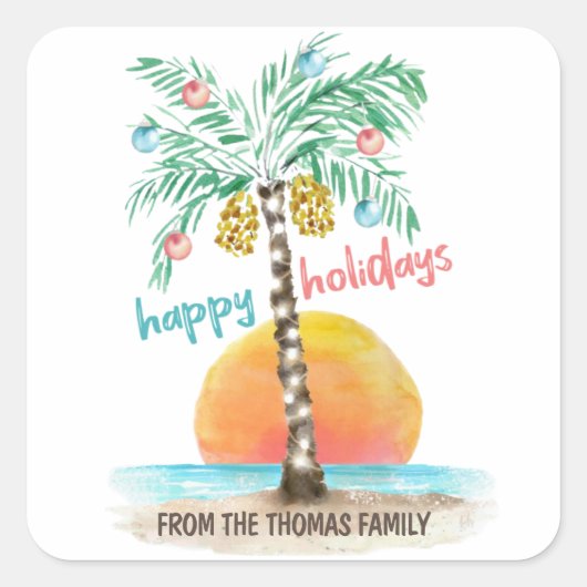 Sticker Carré Island Holiday Plage tropicale Palm Christmas (Devant)