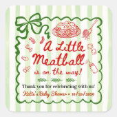 Sticker Carré Italian Theme Baby Shower Green Bow Small (Devant)