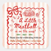 Sticker Carré Italian Theme Baby Shower Red Bow (Devant)