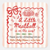 Sticker Carré Italian Theme Baby Shower Red Bow Small (Devant)