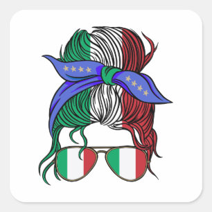 Sticker Carré Italie chaotique pain avec drapeau italien