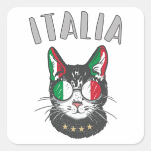 Sticker Carré Italie Soccer Chat Mascotte drapeau italien