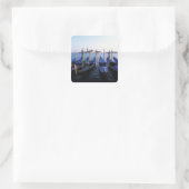 Sticker Carré Italie, Vénétie, Venise, Rangée de Gondolas et San (Sac)