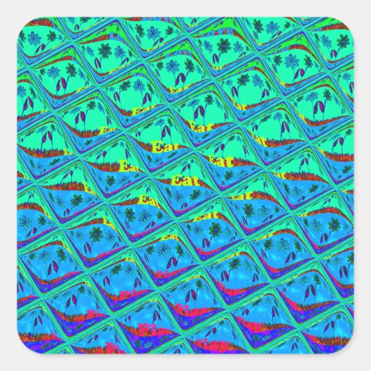 Sticker Carré Italien bleu sirène Motif Art Imprimer (Devant)