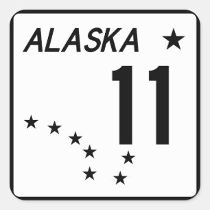 Sticker Carré Itinéraire 11 d'état de l'Alaska