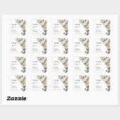 Sticker Carré Ivory 3D Roses Wedding Thank You (Feuille)