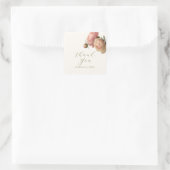 Sticker Carré Ivory | Chic Blush Script Rose Mariage (Sac)