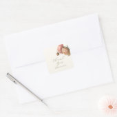 Sticker Carré Ivory | Chic Blush Script Rose Mariage (Enveloppe)