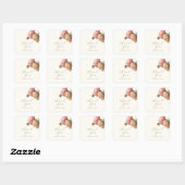 Sticker Carré Ivory | Chic Blush Script  Rose Wedding  (Feuille)