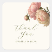 Sticker Carré Ivory | Chic Blush Script  Rose Wedding  (Devant)