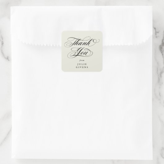 Sticker Carré Ivory Elegant Script Graduation Merci (Sac)