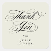 Sticker Carré Ivory Elegant Script Graduation Merci (Devant)