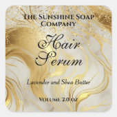 Sticker Carré Ivory marble & gold glitter dropper bottle label (Devant)