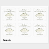 Sticker Carré Ivy Blanc Boho Floral Bouquet Mariage Merci (Feuille)