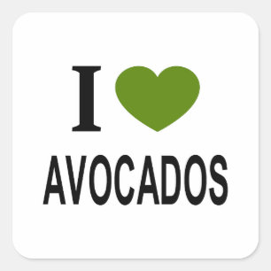 Sticker Carré J'❤️ AVOCADOS avec coeur vert J'AIME AVOCADOS I H