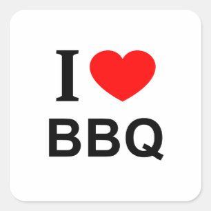 STICKER CARRÉ J'❤️ BBQ J'AIME BBQ I HEART BBQ