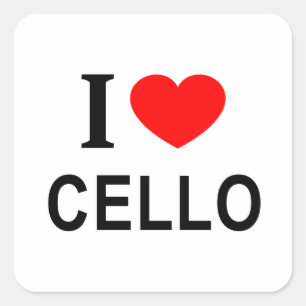 STICKER CARRÉ J'❤️ CELLO J'AIME CELLO I COEUR CELLO