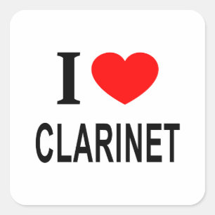 STICKER CARRÉ J' ❤️ CLARINETTE J'AIME CLARINETTE JE ❤️ CLARINETT