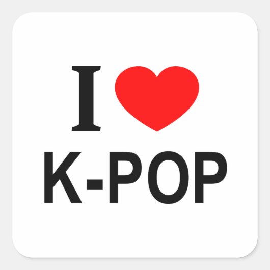 STICKER CARRÉ J'❤️ K-POP I LOVE K-POP I HEART K-POP (Devant)