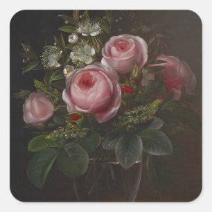Sticker Carré J.L. Jensen - Roses et arbres Anemones dans un ...