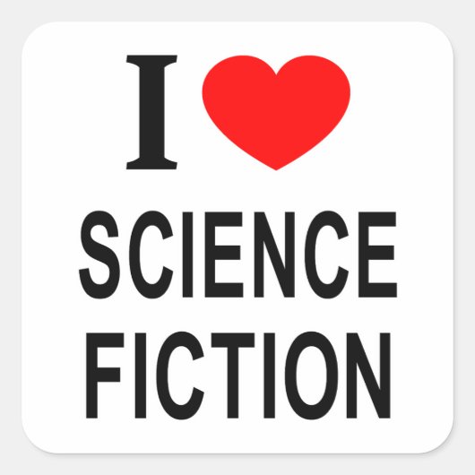 STICKER CARRÉ J'❤️ LA SCIENCE FICTION J'AIME LA SCIENCE FICTION  (Devant)