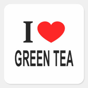 STICKER CARRÉ J'❤️ LE THÉ VERT J'AIME LE THÉ VERT J'ADORE LE THÉ