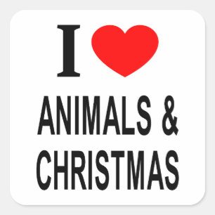 STICKER CARRÉ J' ❤️ LES ANIMAUX & NOËL J'AIME LES ANIMAUX & NOËL