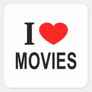 STICKER CARRÉ J'❤️ LES FILMS J'AIME LES FILMS J'ADORE LES FILMS