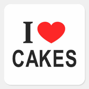STICKER CARRÉ J'❤️ LES GÂTEAUX J'AIME LES GÂTEAUX J'AIME LES GÂT