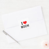 STICKER CARRÉ J'❤️ MOCHI J'AIME MOCHI I COEUR MOCHI MOCHI (Enveloppe)