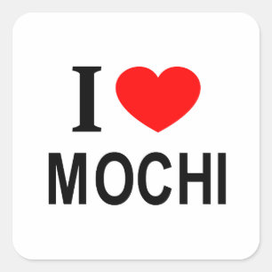 STICKER CARRÉ J'❤️ MOCHI J'AIME MOCHI I COEUR MOCHI MOCHI