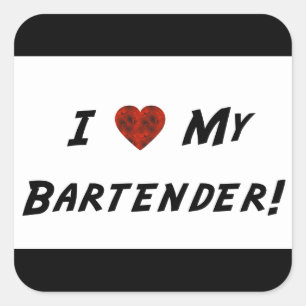 Sticker Carré J'♥ Mon barman !