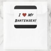 Sticker Carré J'♥ Mon barman ! (Sac)