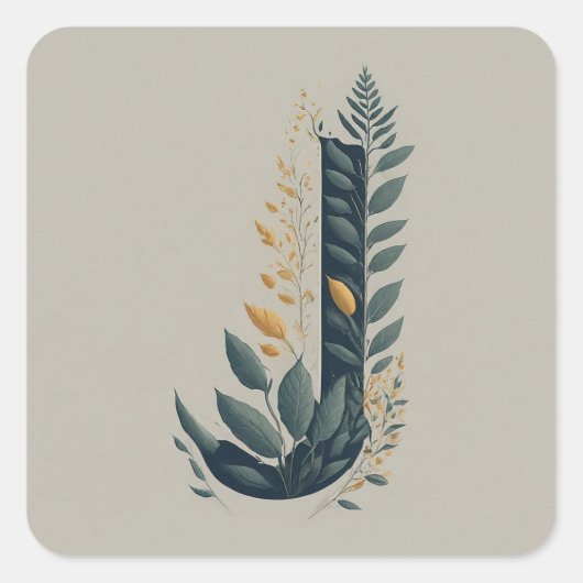 Sticker Carré J Monogramme botanique (Devant)