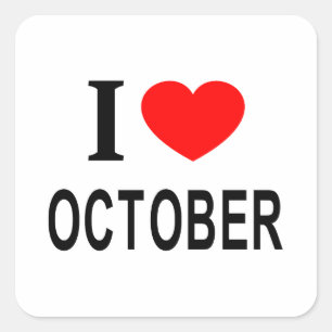 STICKER CARRÉ J'❤️ OCTOBRE J'AIME OCTOBRE JE ❤️ OCTOBRE
