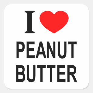 STICKER CARRÉ J'❤️ PEANUT BEURTER J'AIME PEANUT BEURRE JE COEUR 