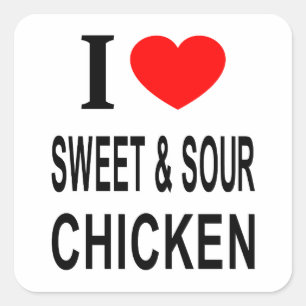 STICKER CARRÉ J' ❤️ POULET AIGRE-DOUX J'AIME LE POULET AIGRE-DOU