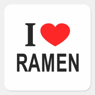 STICKER CARRÉ J'❤️ RAMEN J'AIME RAMEN I HEART RAMEN CARRÉ STICK
