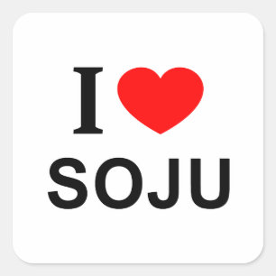 STICKER CARRÉ J'❤️ SOJU J'AIME SOJU I COEUR SOJU