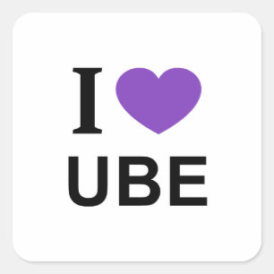 Sticker Carré J'❤️ UBE au coeur violet I LOBE UBE I HEART UBE