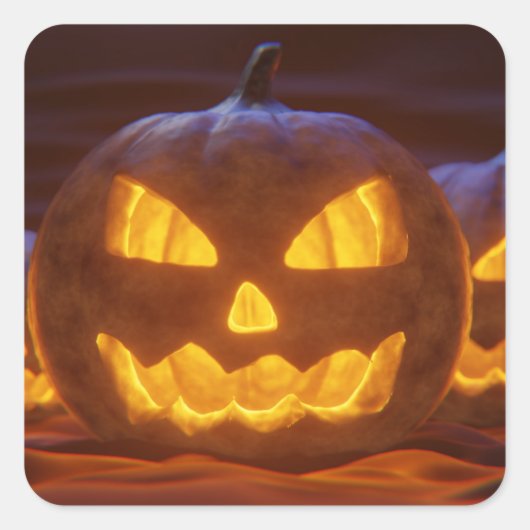 Sticker Carré Jack-o'-lantern Citrouille Halloween (Devant)