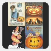 Sticker Carré Jack o'Lantern vintage avec Montage Enfants (Devant)
