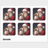 Sticker Carré Jack Russell Avec Noël Festif Du Père Noël (Feuille)
