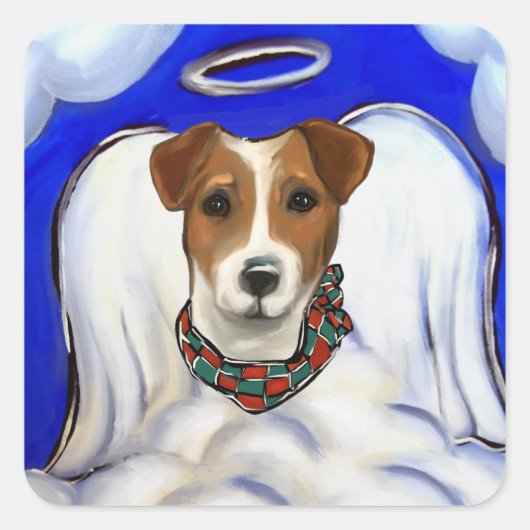 Sticker Carré Jack Russell Terrier Angel (Devant)