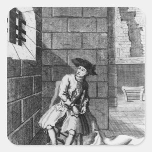 Sticker Carré Jack Shepperd dans la prison de Newgate, 1724