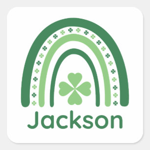 Sticker Carré Jackson Nom Clover Bohème Arc-en-ciel