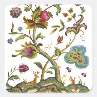 Sticker Carré Jacobean Crewel Brodery Arbre de vie