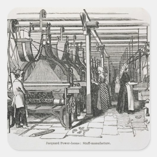 Sticker Carré Jacquard Power Looms (gravure) (Devant)