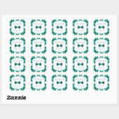 Sticker Carré Jacquard vert et Merci de Baby shower de cale (Feuille)