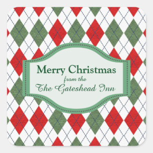 Sticker Carré Jacquard vert et rouge Personnalisé